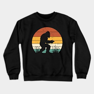 Bigfoot Sasquatch Playing Video Games Vintage Distressed Gamer Crewneck Sweatshirt